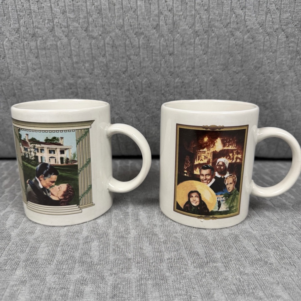 Vintage Gone with the Wind Mugs Set - White - 1990’s